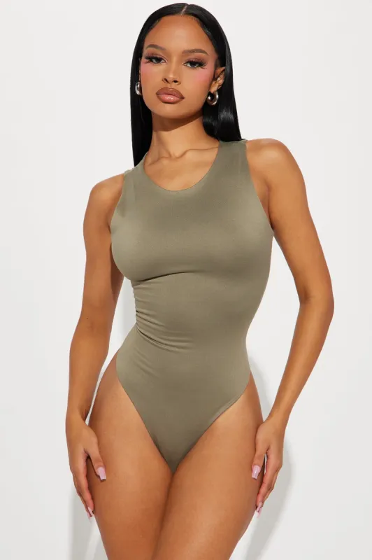 Poppy Sleeveless Bodysuit - Olive sold by Fashion Nova