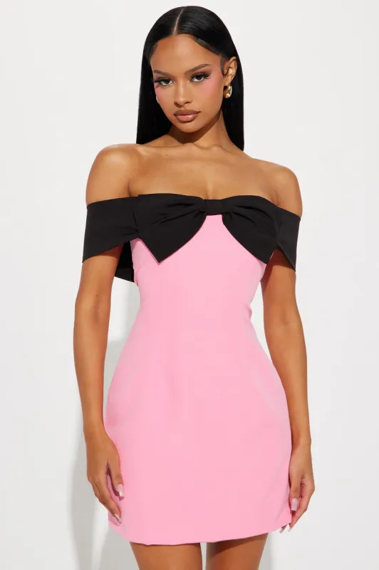 Love Sweetly Mini Dress - Pink/combo sold by Fashion Nova