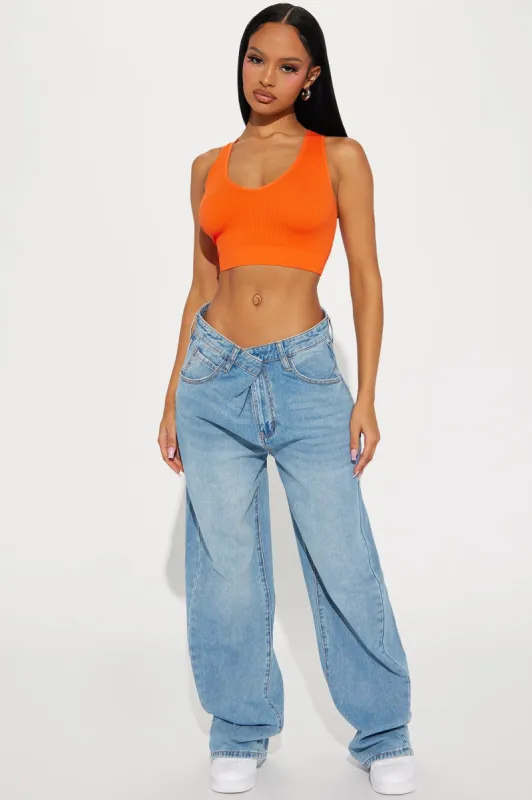 Switching Up Crossover Baggy Jeans - Medium Wash sold by Fashion Nova