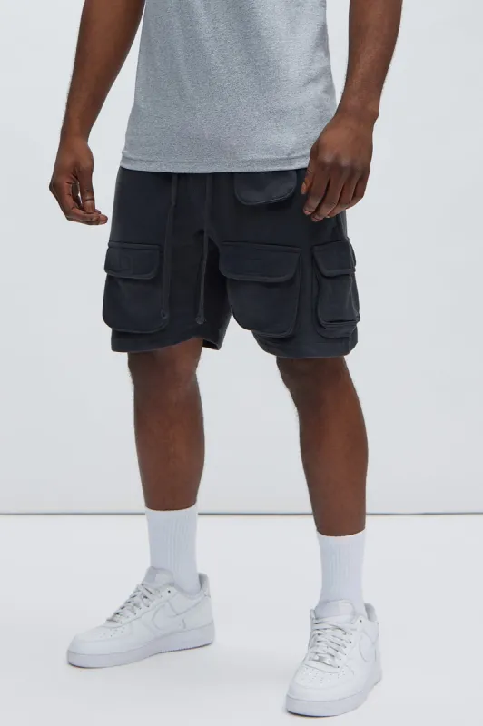 The Reason Cargo Sweatshort - Black sold by Fashion Nova