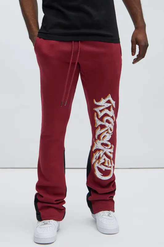 Reckless Lifestyle Flare Sweatpant - Burgundy sold by Fashion Nova