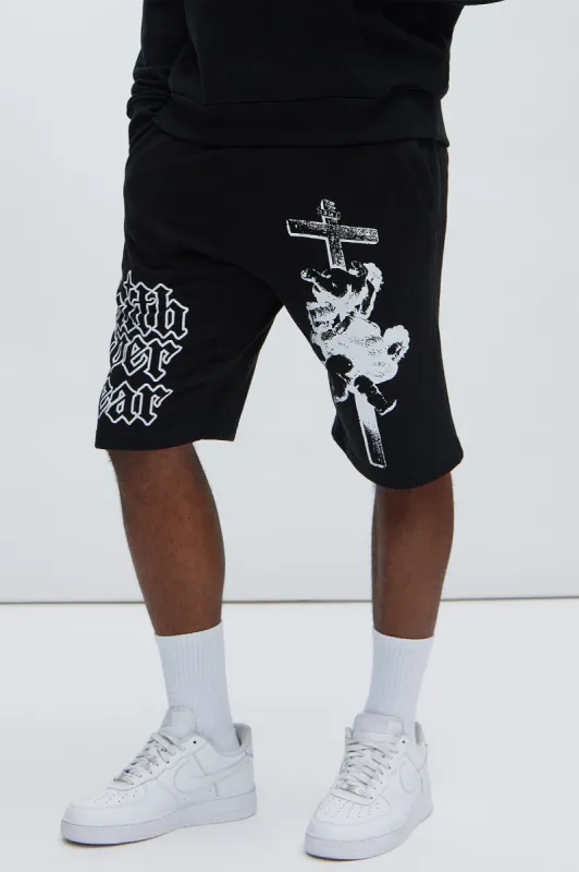 Faith Over Fear Sweatshorts - Black sold by Fashion Nova