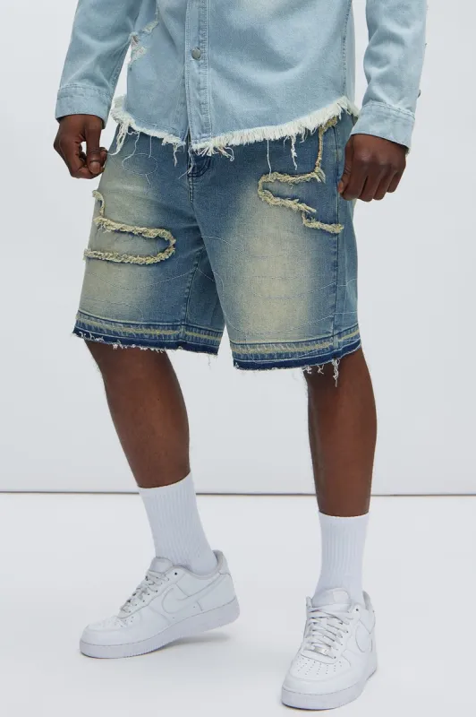 Lonely Road Relaxed Denim Shorts - Medium Wash sold by Fashion Nova