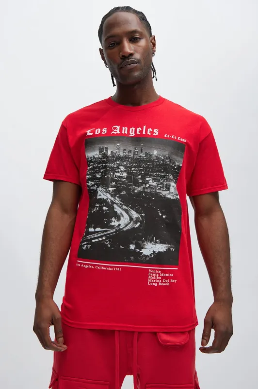 LA City Lights Short Sleeve Tee - Red sold by Fashion Nova