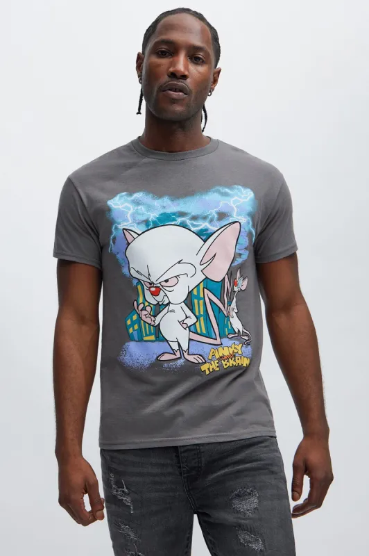 Pinky And The Brain Scheming Short Sleeve Tee - Charcoal sold by Fashion Nova