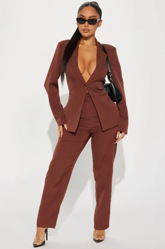 Business Chic Blazer Pant Set - Chocolate sold by Fashion Nova