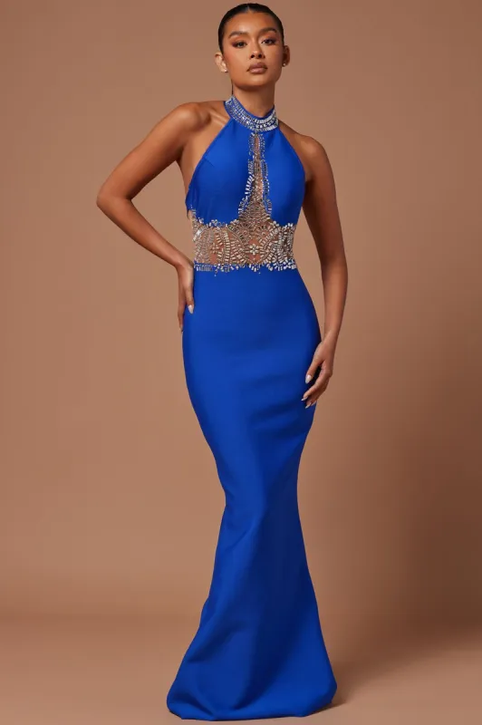 Amira Embellished Gown - Royal sold by Fashion Nova
