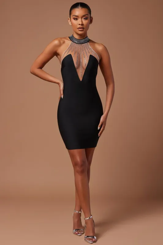 Lina Embellished Bandage Mini Dress - Black sold by Fashion Nova