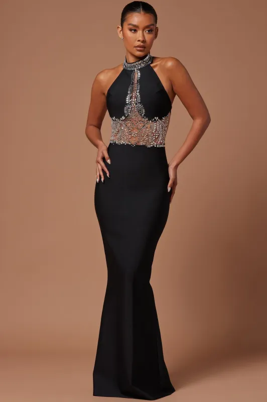 Amira Embellished Gown - Black sold by Fashion Nova