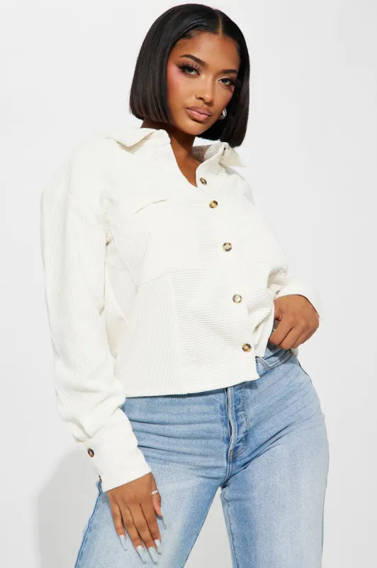 Zaire Corduroy Shirt - Off White sold by Fashion Nova