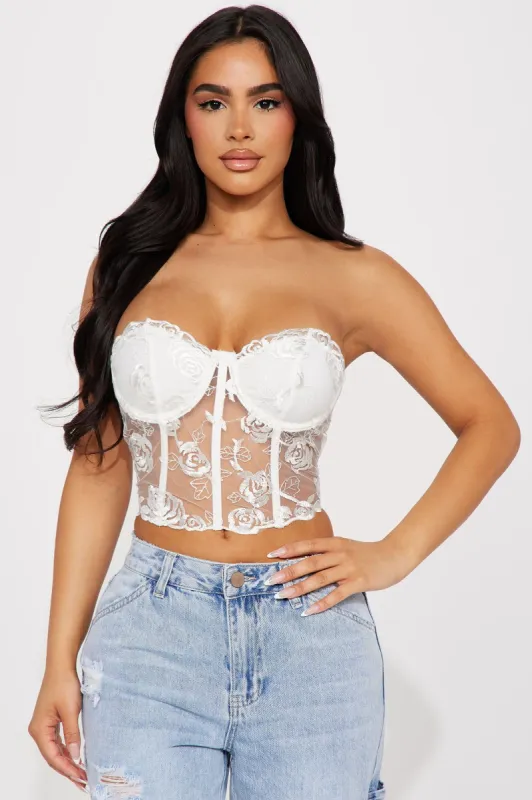 The Chosen One Floral Corset Top - White sold by Fashion Nova