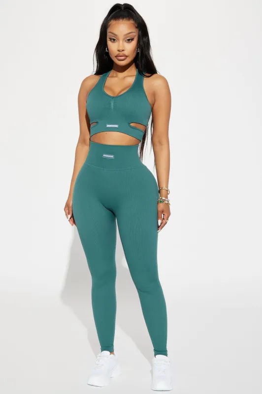 Fighter Ribbed Active Legging In Infinity Seamless - Teal sold by Fashion Nova