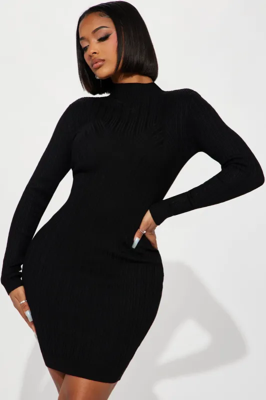 Aspyn Ribbed Mini Dress - Black sold by Fashion Nova