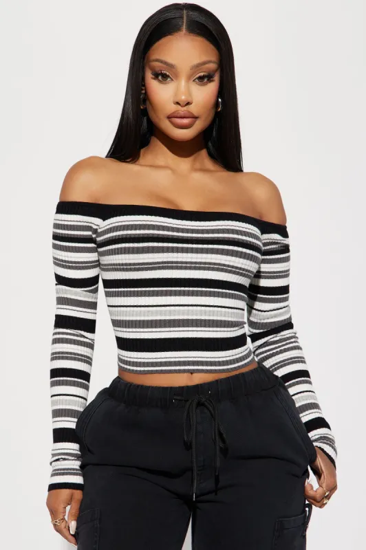 Madisyn Striped Sweater - Black/combo sold by Fashion Nova