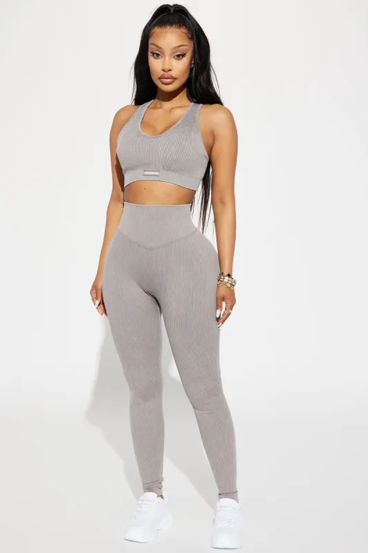 Washed Nix Ribbed Seamless Leggings - Charcoal sold by Fashion Nova