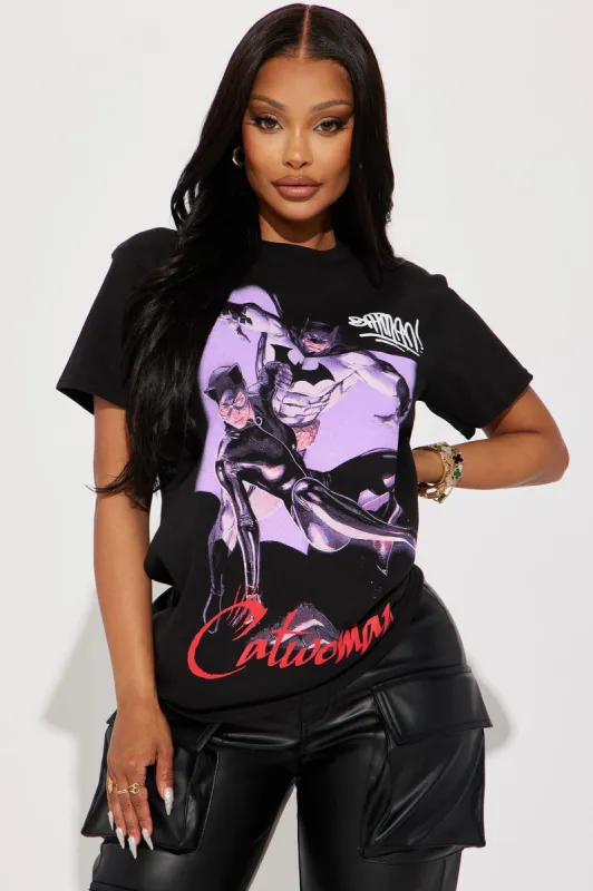 Catwoman And Batman Graphic Tee - Black sold by Fashion Nova