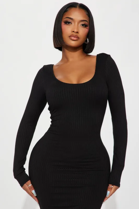 Mya Double Lined Midi Dress - Black sold by Fashion Nova