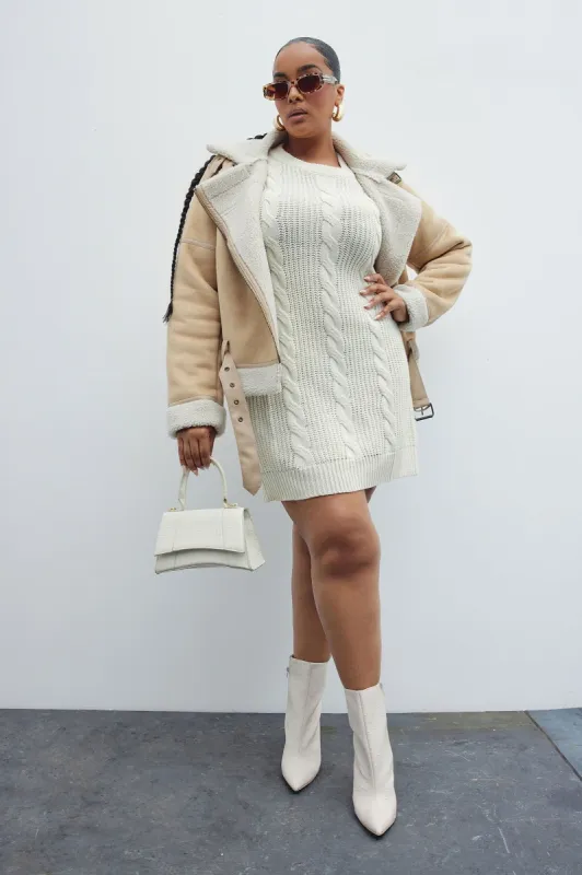 Kelly Sweater Mini Dress - Cream sold by Fashion Nova