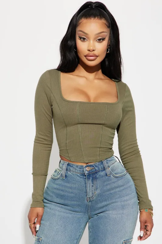 Daria Ribbed Top - Olive sold by Fashion Nova