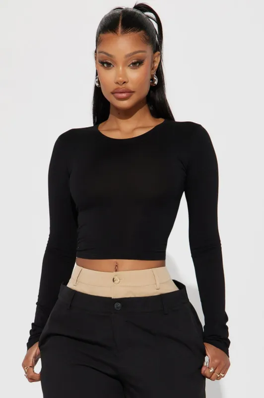 Always On The Go Top - Black sold by Fashion Nova