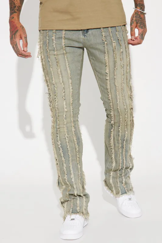Fray Down Stacked Skinny Flare Jeans - Vintage Wash sold by Fashion Nova