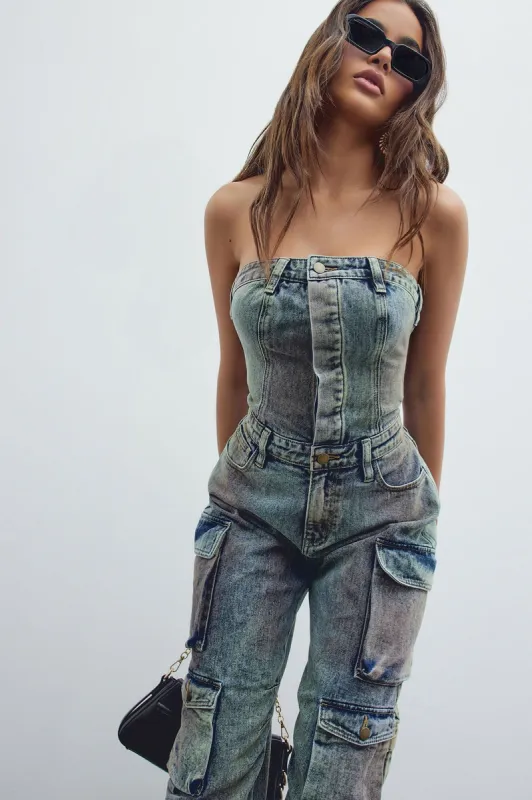 Loosing Touch Denim Jumpsuit - Denim made by Fashion Nova