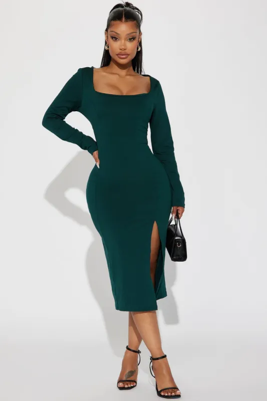 Ellie Midi Dress - Hunter sold by Fashion Nova