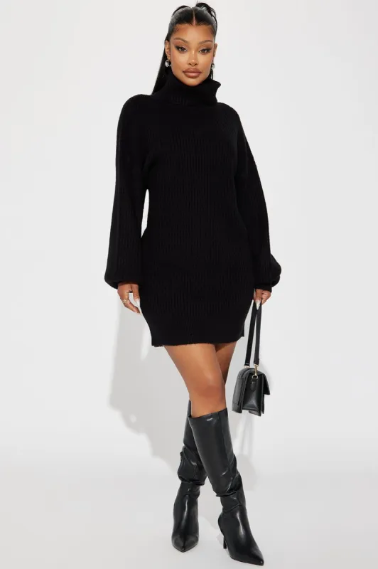 Karina Sweater Mini Dress - Black sold by Fashion Nova