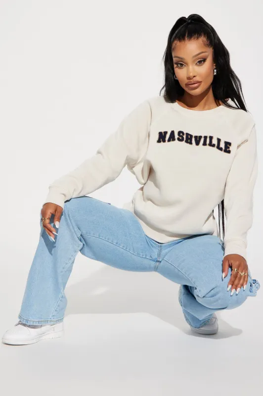 Nashville Crew Neck Sweatshirt - Beige sold by Fashion Nova