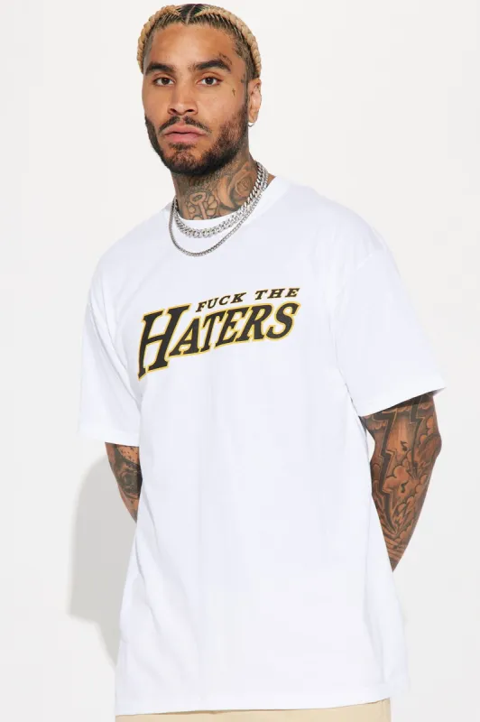 Fuck The Haters Short Sleeve Tee - White sold by Fashion Nova