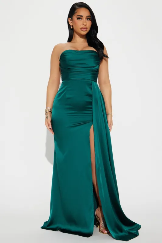 Clementine Satin Gown - Emerald sold by Fashion Nova