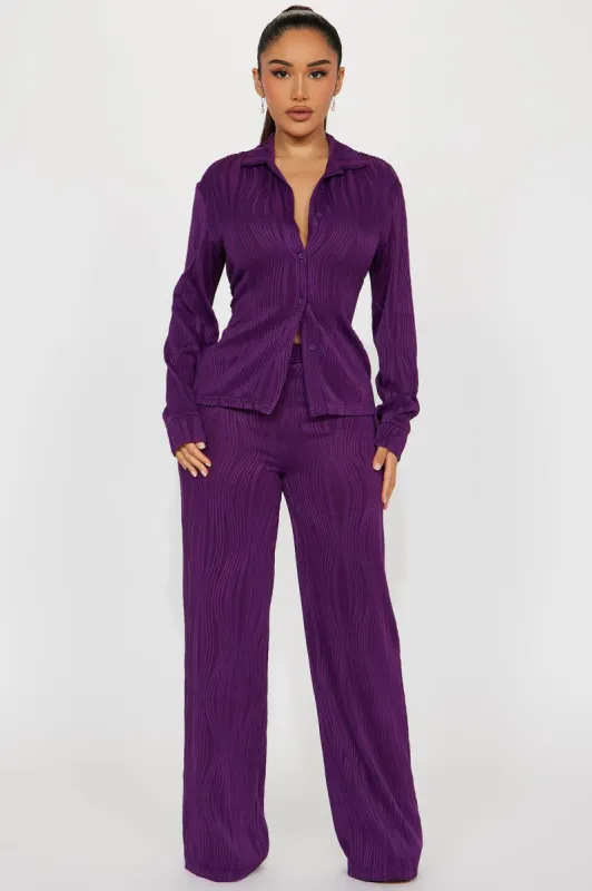 Anisa Textured Pant Set - Plum sold by Fashion Nova