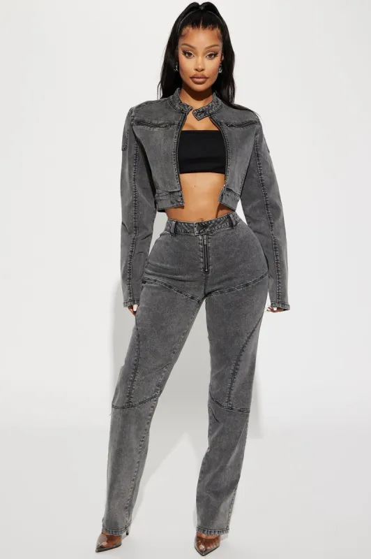 On The Road Stretch Straight Leg Jeans - Black Wash sold by Fashion Nova