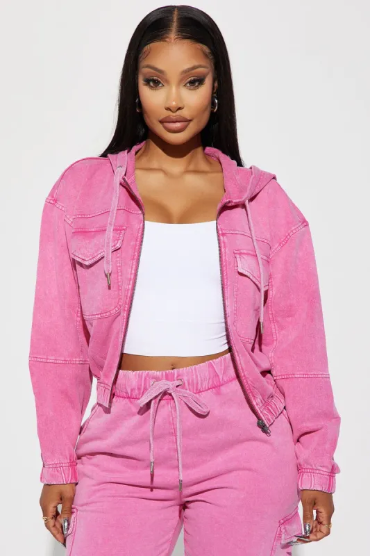 Fiona Fleece Lounge Jacket - Fuchsia sold by Fashion Nova