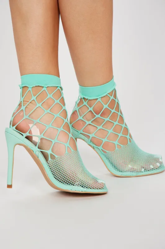 Street Romance Fishnet Pumps - Blue made by Fashion Nova
