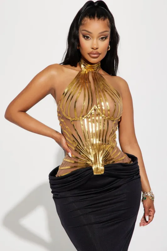 The Queen In Me Maxi Dress - Black/Gold | Parallel