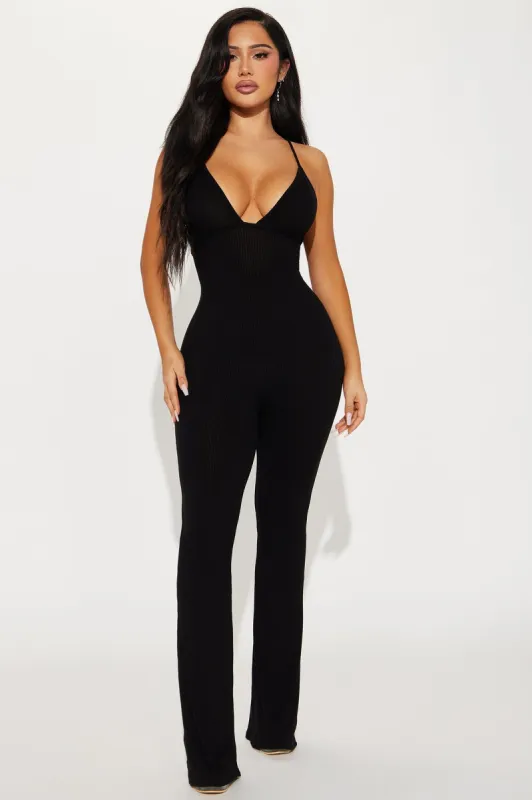 Better Today Ribbed Jumpsuit  - Black sold by Fashion Nova
