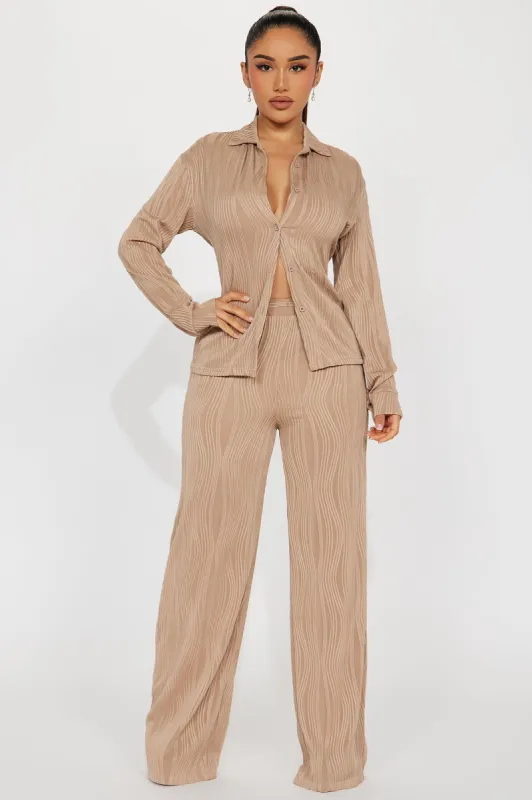 Anisa Textured Pant Set - Taupe sold by Fashion Nova