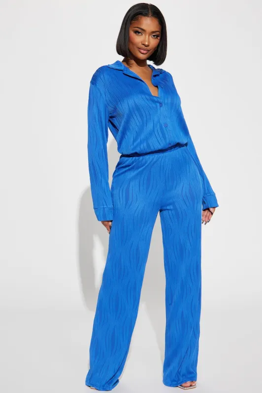 Anisa Textured Pant Set - Blue sold by Fashion Nova