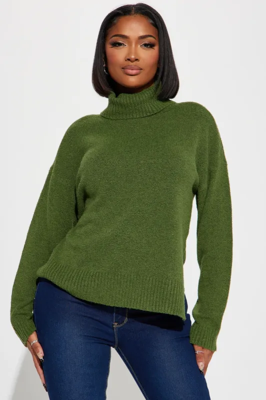 Della Turtleneck Sweater - Olive sold by Fashion Nova