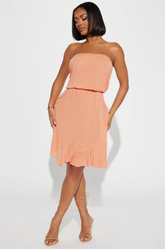Jessica Gauze Midi Dress - Peach sold by Fashion Nova