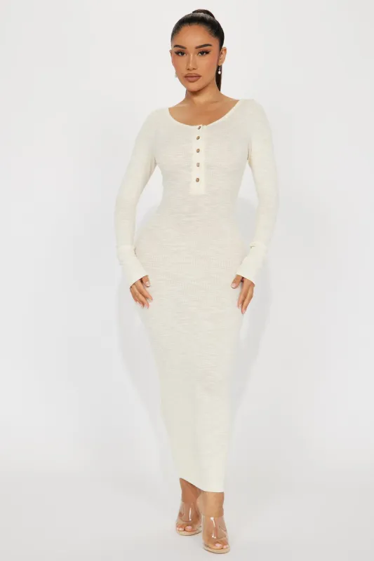 Come With Me Ribbed Maxi Dress - Cream sold by Fashion Nova