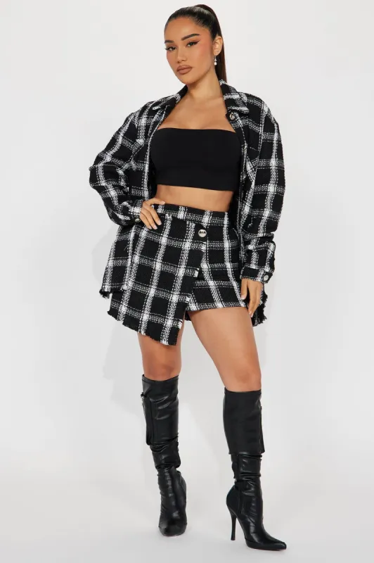 Always Talking Tweed Skirt Set - Black/White sold by Fashion Nova