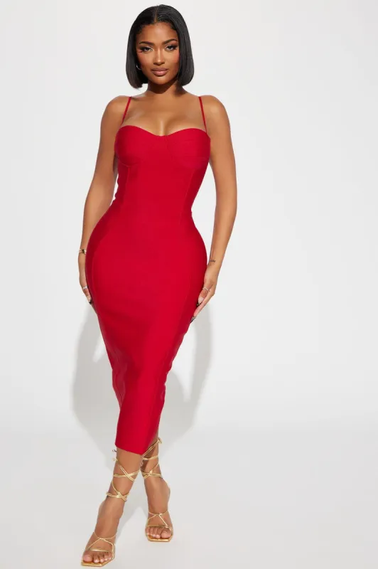 Becky Bandage Midi Dress - Red sold by Fashion Nova