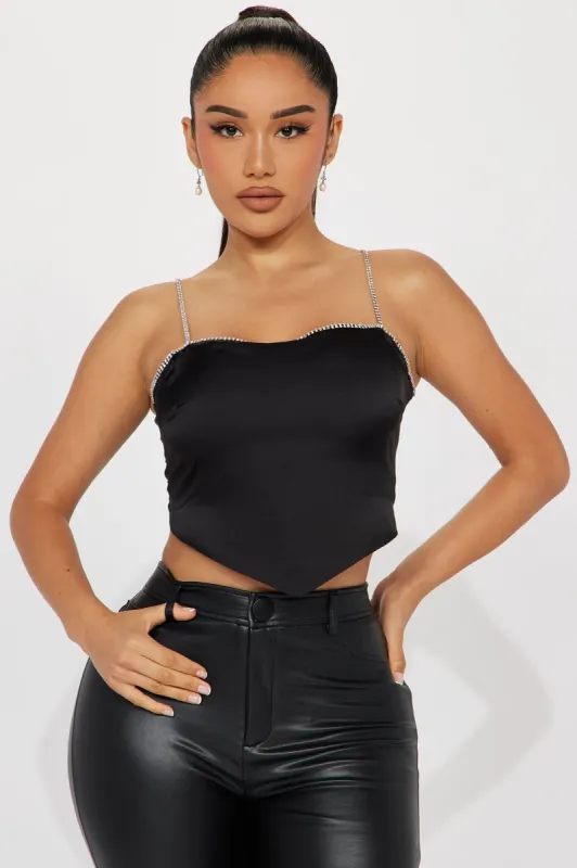 Always Worth More Satin Top - Black sold by Fashion Nova
