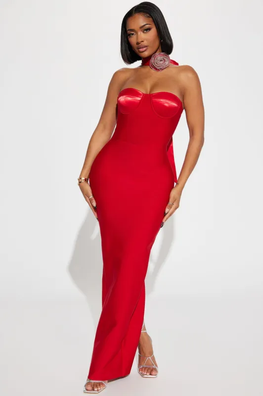 Divine Bandage Maxi Dress - Red sold by Fashion Nova