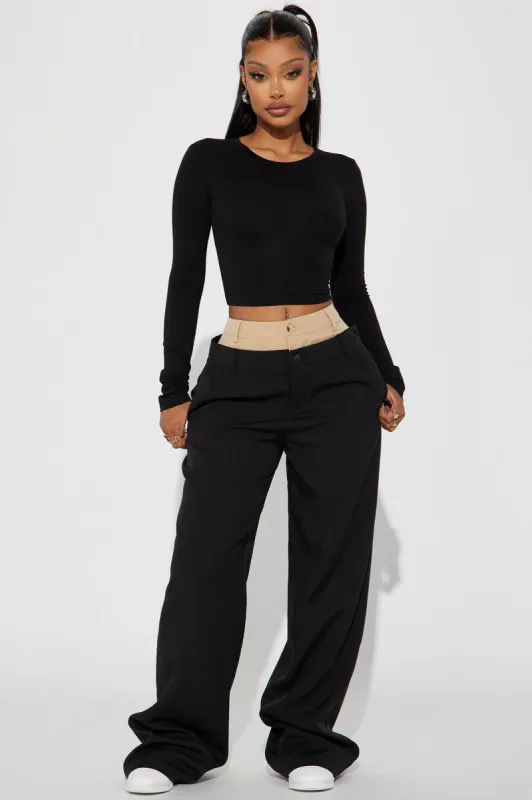 Double Take Trouser Pant - Black/combo sold by Fashion Nova