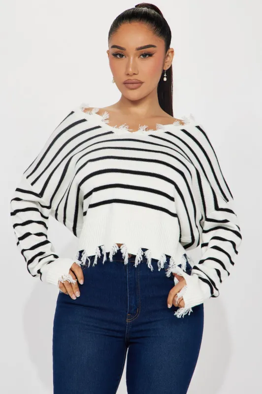 Crushin' It Striped Sweater - Ivory/combo sold by Fashion Nova
