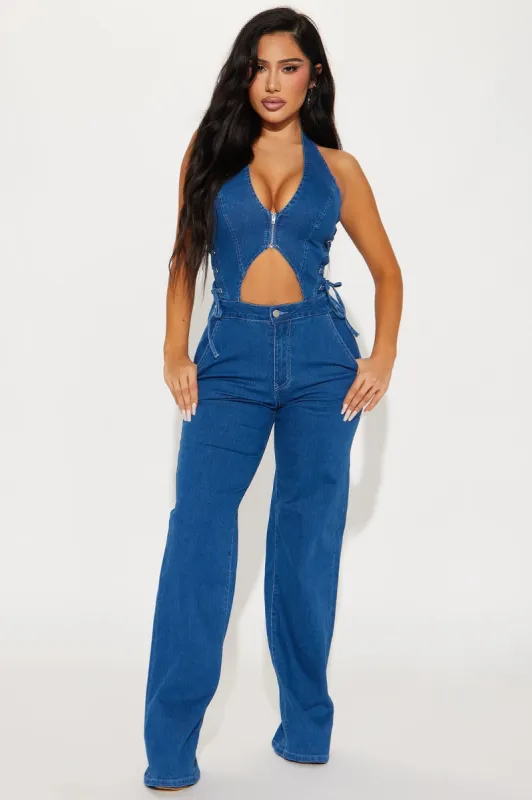 Something To Be Denim Jumpsuit - Medium Wash sold by Fashion Nova
