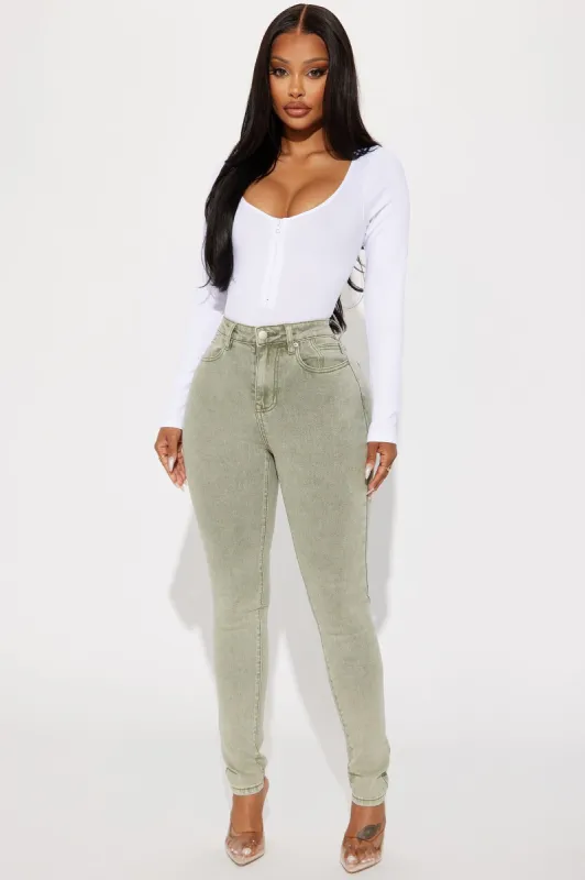 Shape Up Sculpting Stretch Skinny Jeans - Green sold by Fashion Nova